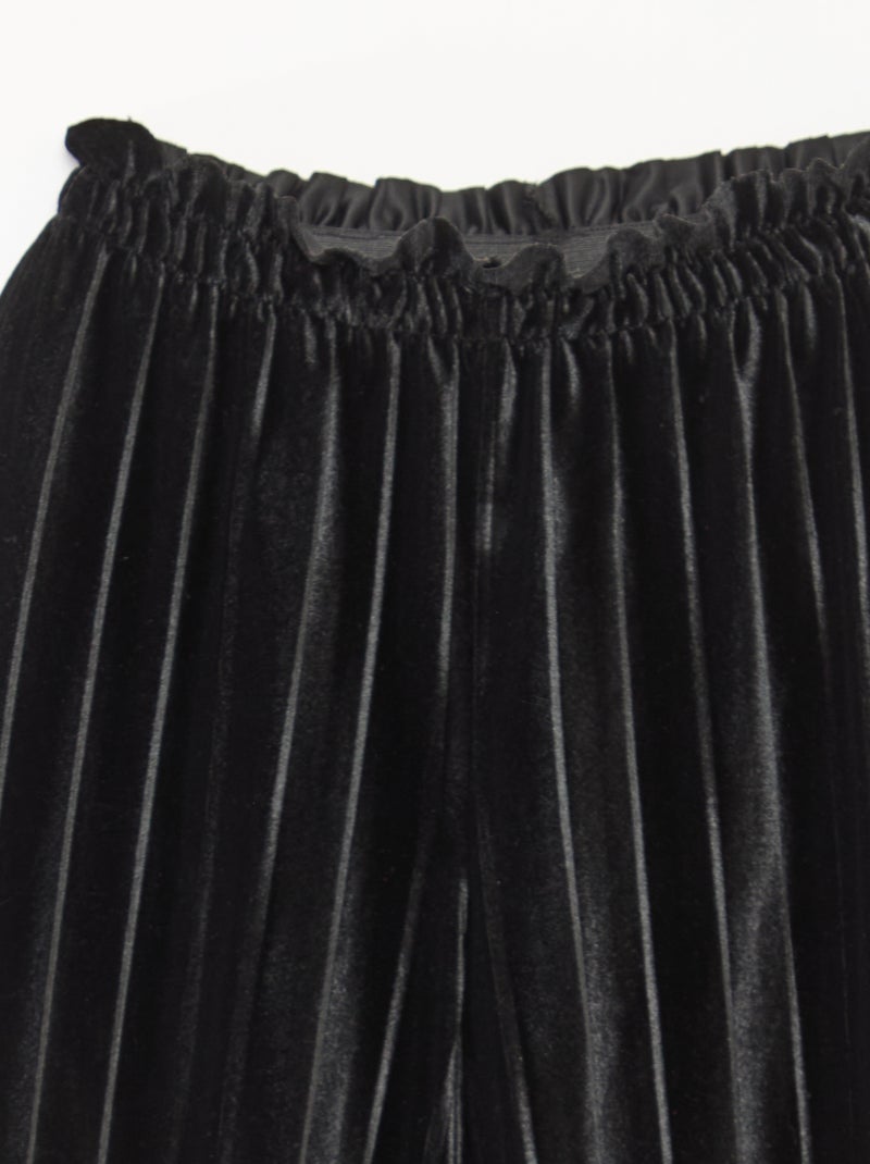 Pantalon large wide leg en maille velvet côtelé Noir - Kiabi