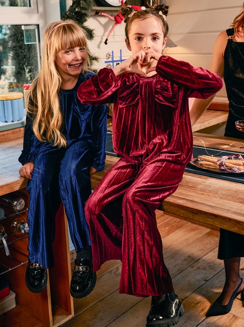 Pantalon large wide leg en maille velvet côtelé - Kiabi