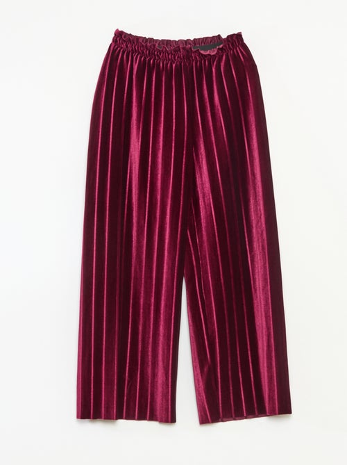 Pantalon large wide leg en maille velvet côtelé - Kiabi