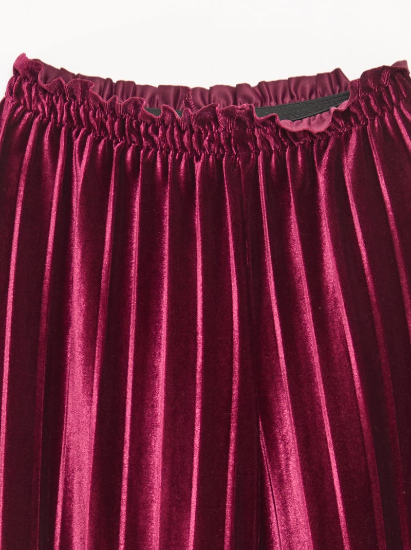 Pantalon large wide leg en maille velvet côtelé Rouge - Kiabi