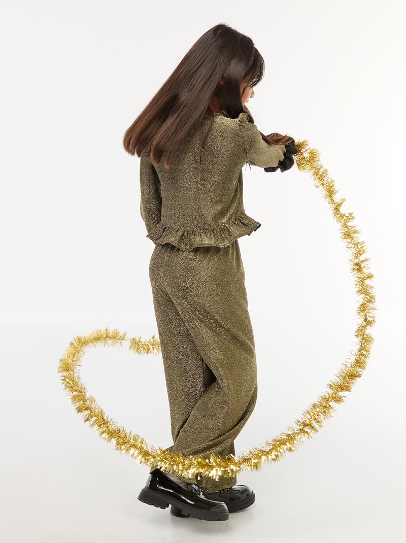 Pantalon large wide leg fit en maille bisou Jaune - Kiabi