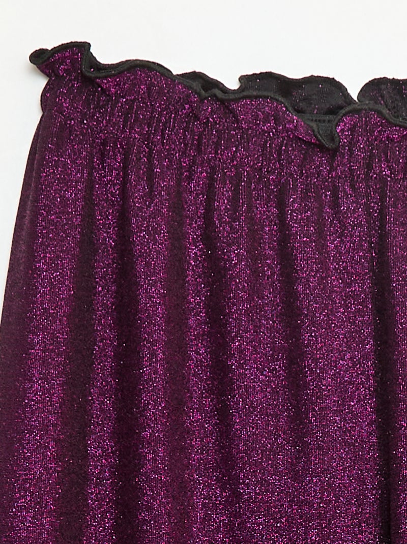 Pantalon large wide leg fit en maille bisou Violet - Kiabi