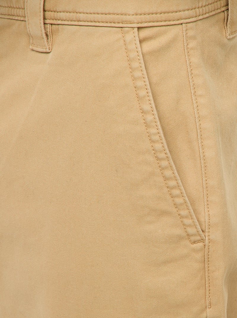 Pantalon large / wide leg uni en twill Beige - Kiabi