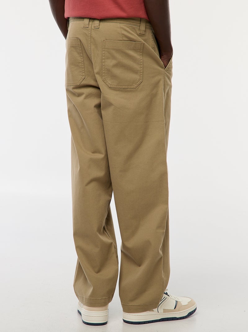 Pantalon large / wide leg uni en twill Vert - Kiabi