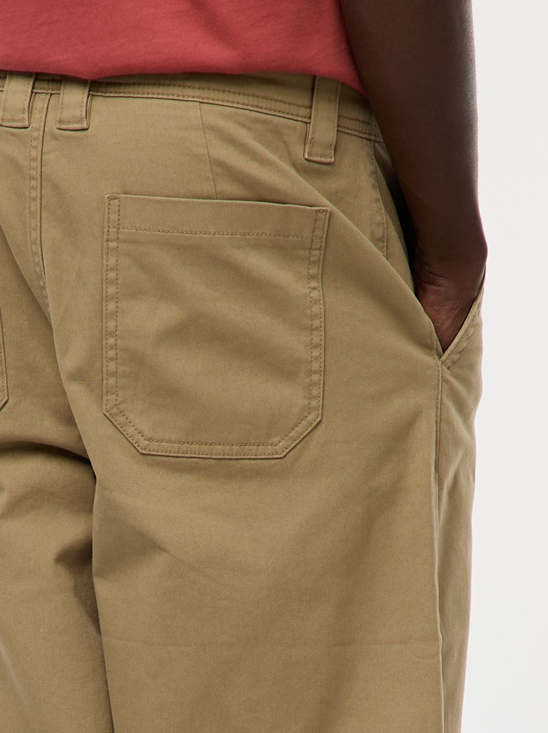 Pantalon large / wide leg uni en twill Vert - Kiabi