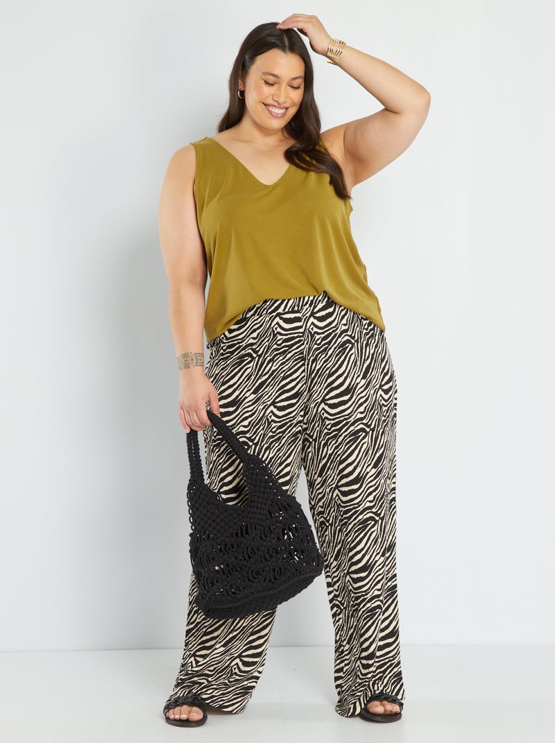 Pantalon large 'zébré' Noir - Kiabi