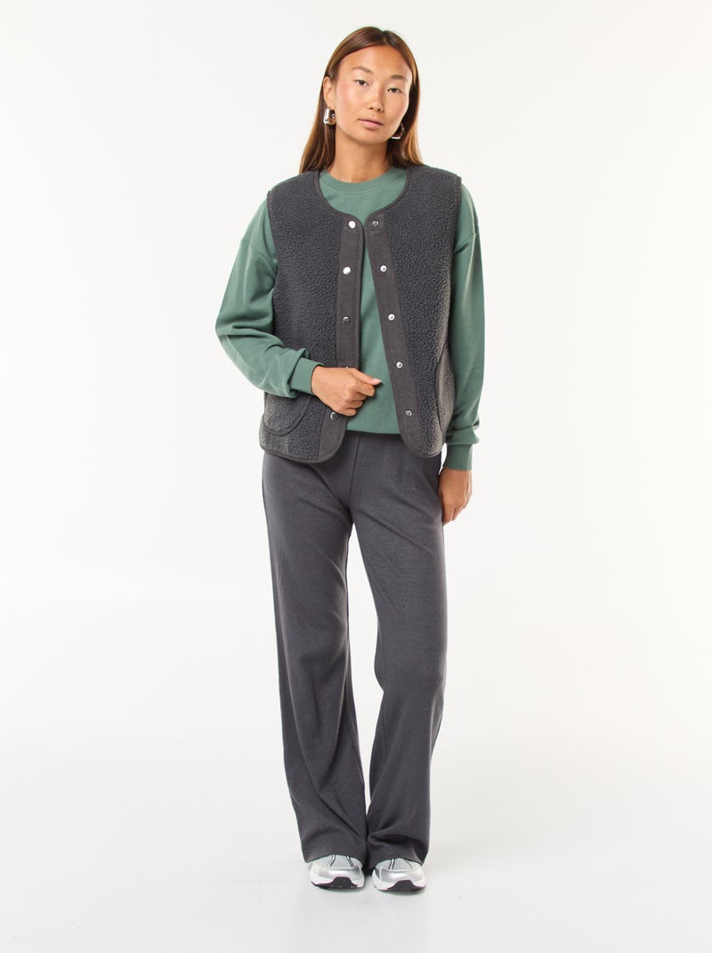Pantalon larges en matière côtelée Gris - Kiabi