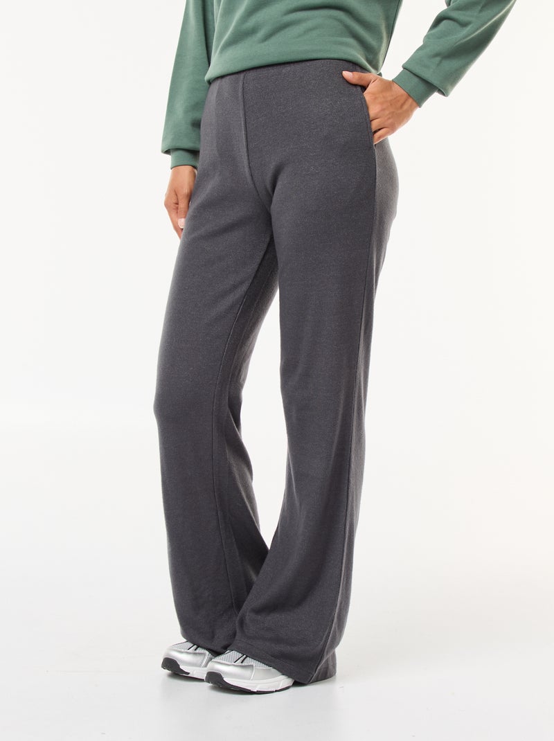 Pantalon larges en matière côtelée Gris - Kiabi