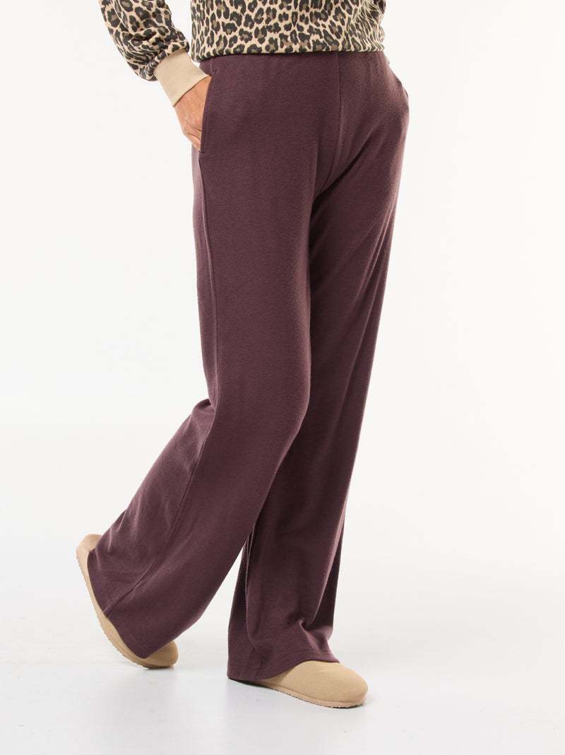 Pantalon larges en matière côtelée Violet - Kiabi
