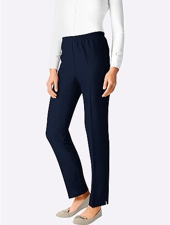 Pantalon léger à ceinture élastique avec plis et fentes aux chevilles - Taille courte - Moda Vilona