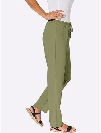 Pantalon léger à imprimé floral et uni avec ceinture élastique - Taille standard - Moda Vilona