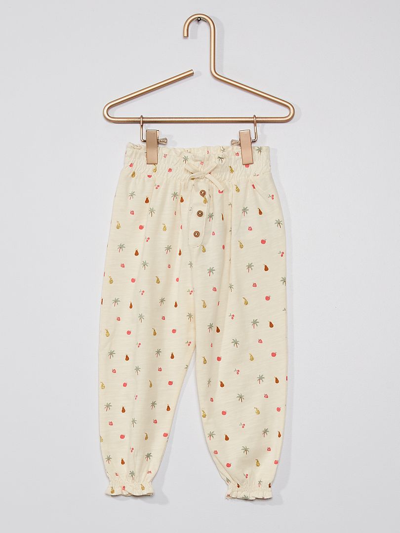 Pantalon léger à motifs écru fruits - Kiabi