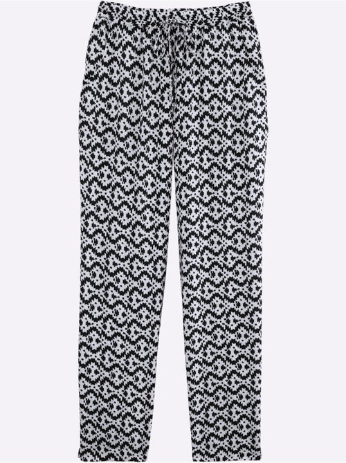 Pantalon léger à motifs graphiques avec ceinture élastique - taille courte - moda vilona - Kiabi