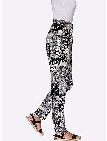 Pantalon léger à taille élastiquée avec motif patchwork et poches - Taille standard - Witt