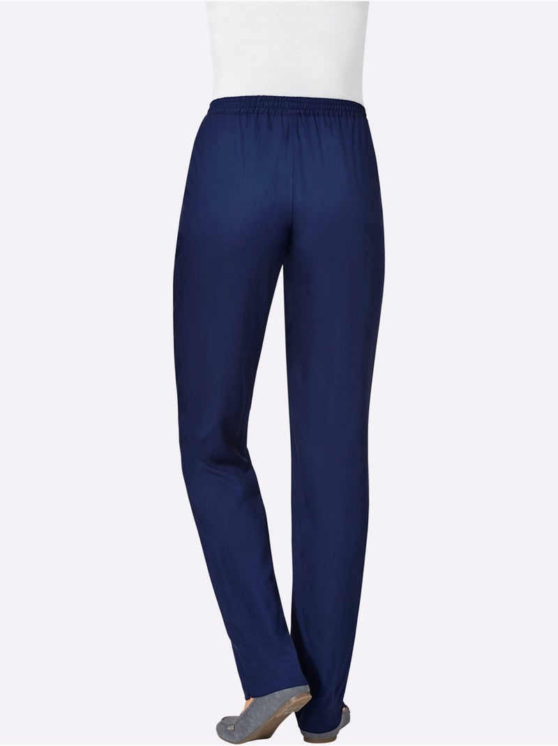 Pantalon léger avec ceinture élastique et 2 poches - Taille standard - Moda Vilona Bleu marine - Kiabi