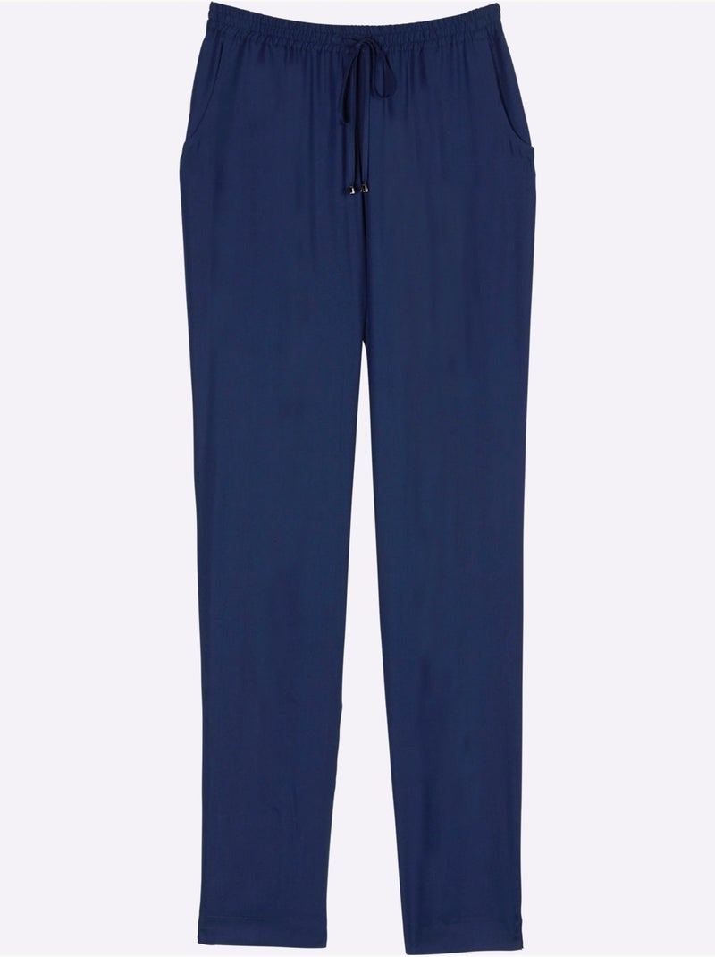 Pantalon léger avec ceinture élastique et 2 poches - Taille standard - Moda Vilona Bleu marine - Kiabi