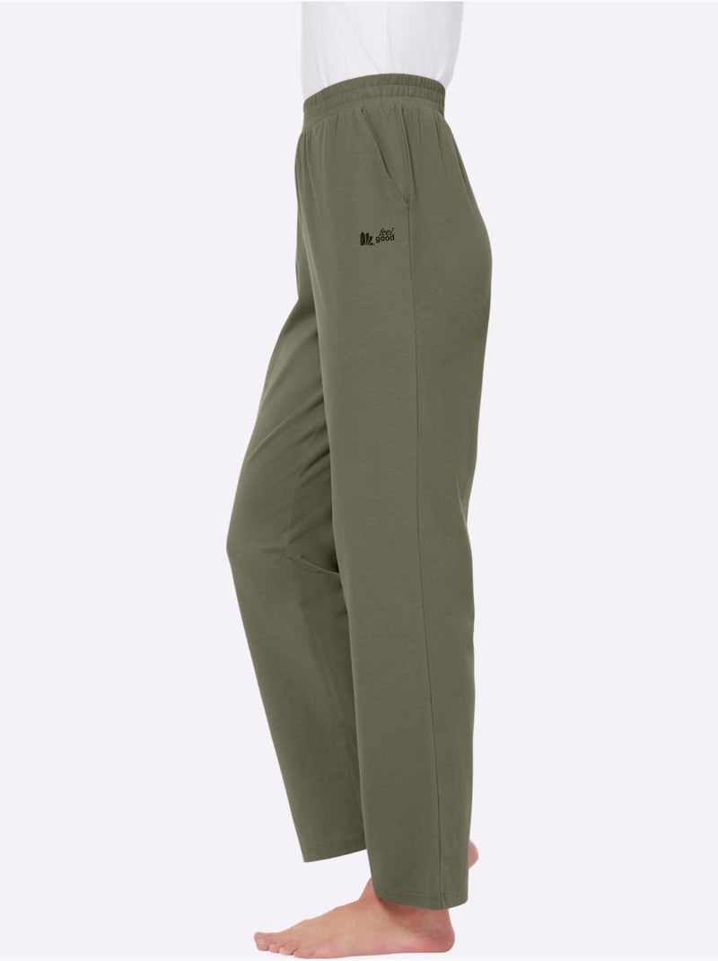 Pantalon léger avec ceinture élastique et poches latérales - taille standard - witt Kaki - Kiabi