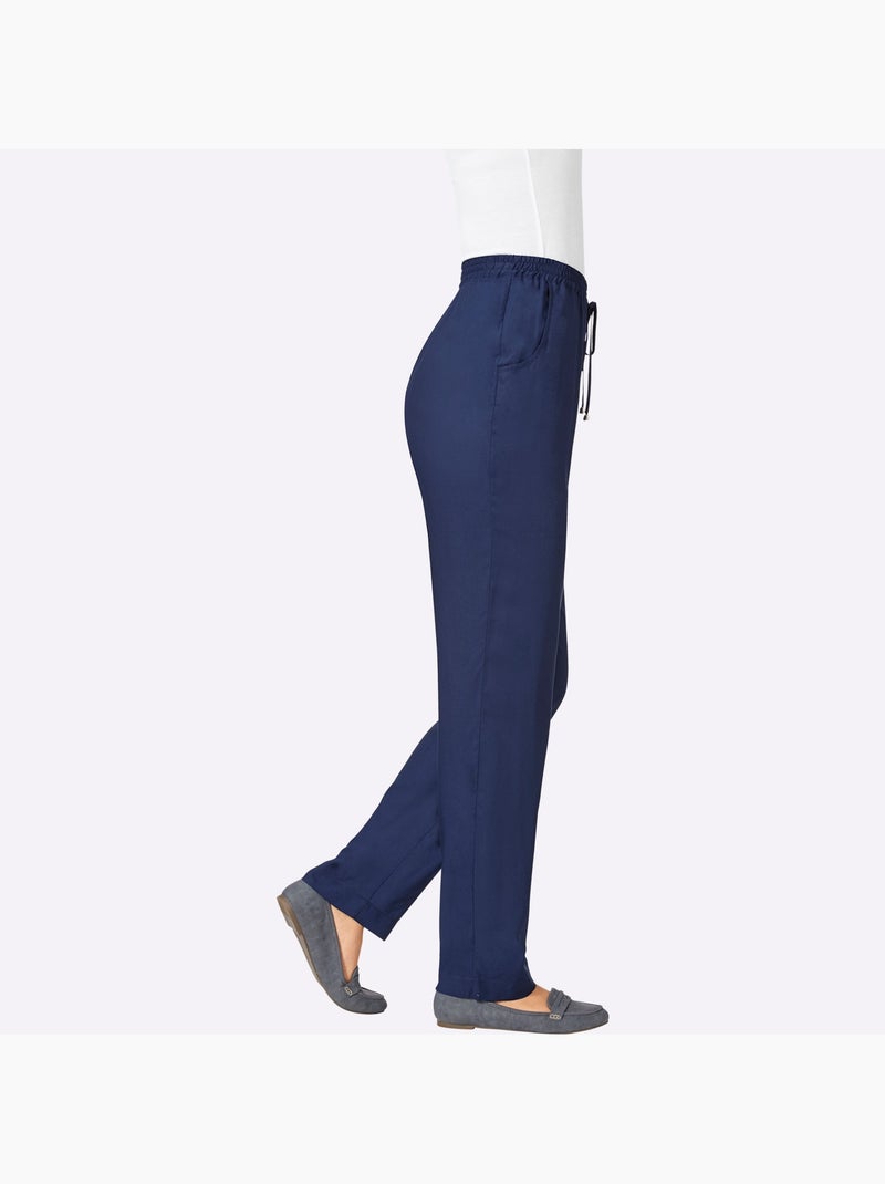 Pantalon léger avec ceinture élastique et poches pratiques - taille courte - moda vilona Bleu marine - Kiabi