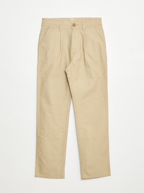 Pantalon léger effet lin en oxford - Kiabi