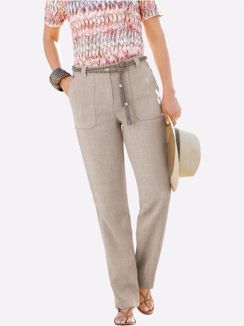 Pantalon léger en imitation lin avec ceinture élastique et poches - Taille courte - Witt - Kiabi Pantalon léger en imitation lin avec ceinture élastique et poches - Taille courte - Witt - Kiabi