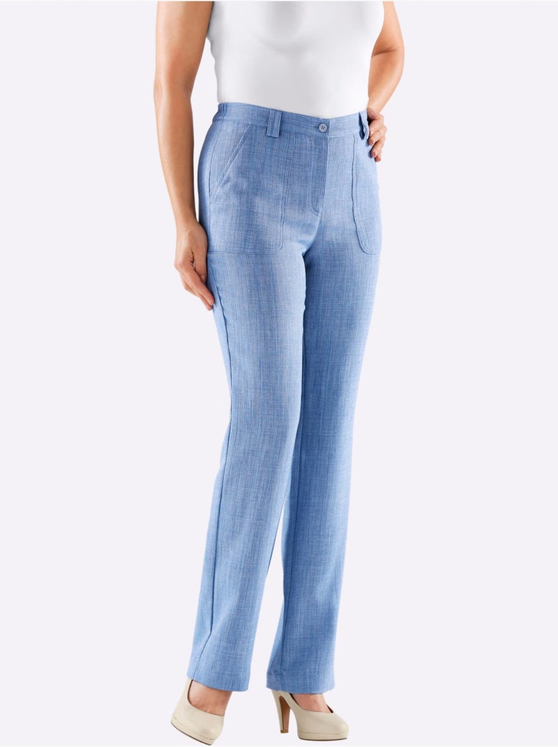 Pantalon léger en imitation lin avec ceinture élastique et poches - Taille courte - Witt Gris tourterelle - Kiabi