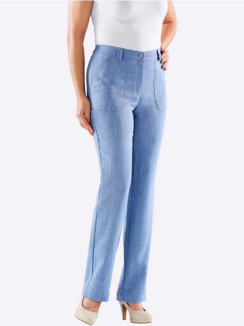 Pantalon léger en imitation lin avec ceinture élastique et poches - Taille standard - Witt - Kiabi