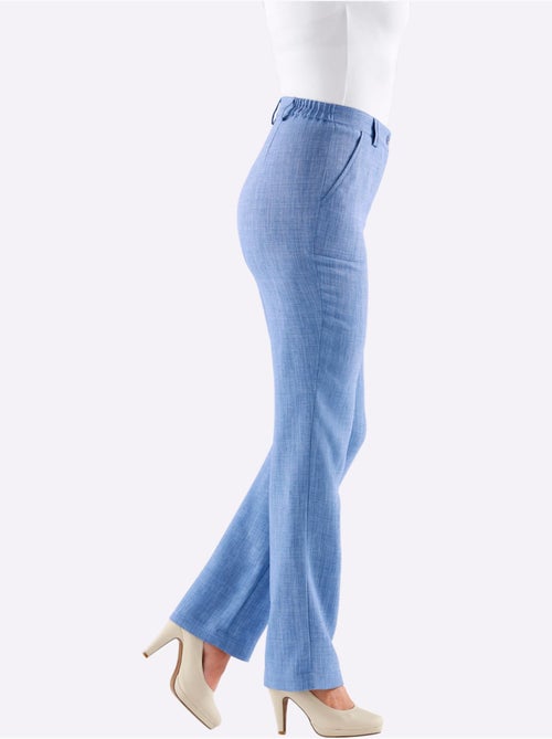 Pantalon léger en imitation lin avec ceinture élastique et poches - Taille standard - Witt - Kiabi