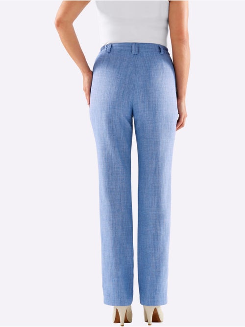 Pantalon léger en imitation lin avec ceinture élastique et poches - Taille standard - Witt - Kiabi