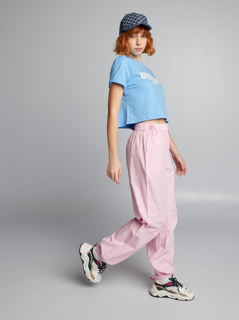 Pantalon léger et large Rose - Kiabi