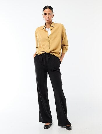 Pantalon large pour femme à taille élastiquée