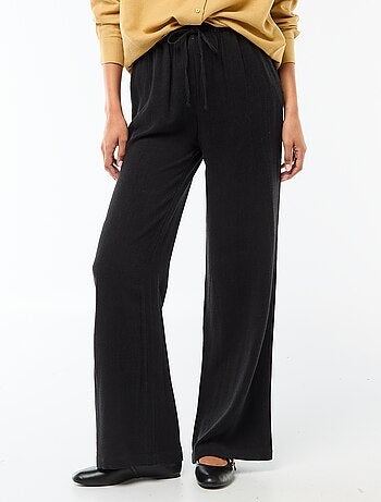 Pantalon large pour femme à taille élastiquée