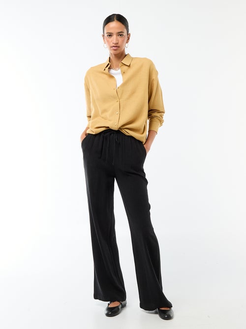Pantalon léger femme à coupe large avec taille élastiquée - Kiabi