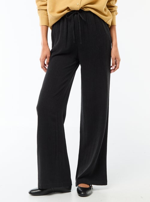 Pantalon léger femme à coupe large avec taille élastiquée - Kiabi