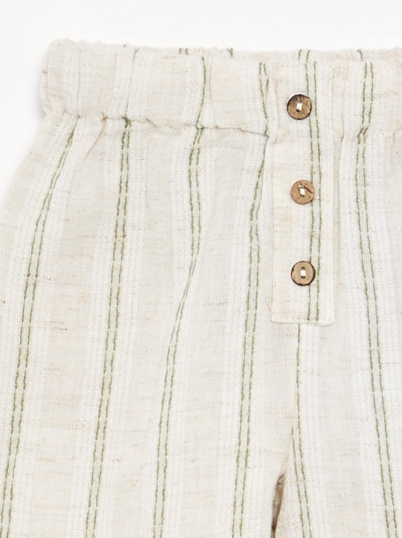 Pantalon léger rayé Beige - Kiabi