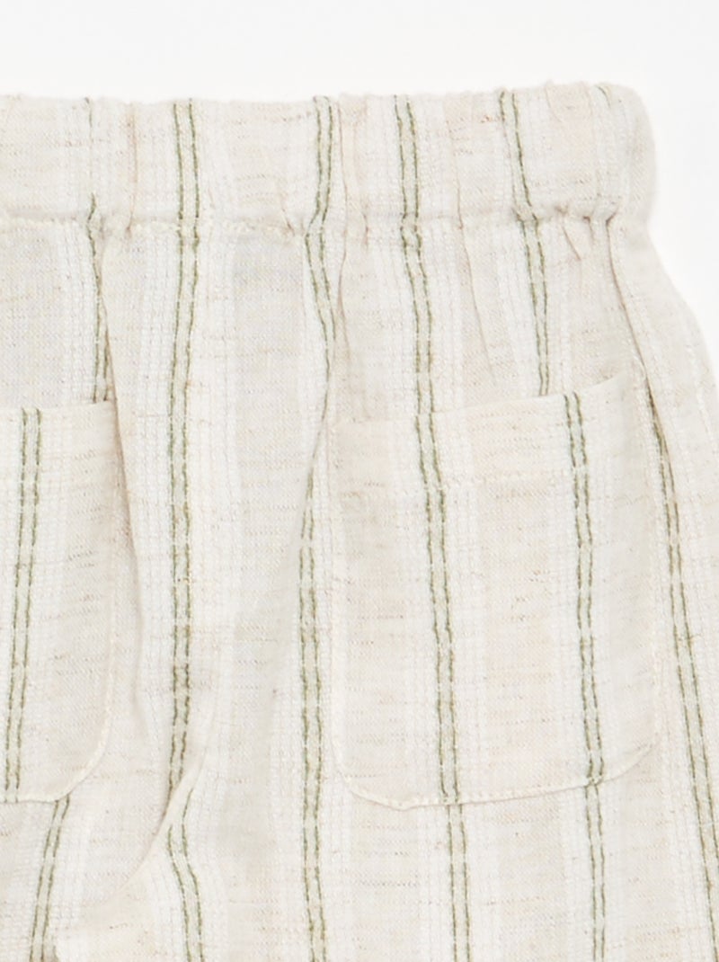 Pantalon léger rayé Beige - Kiabi