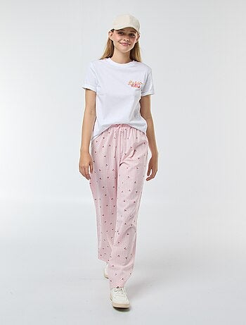 Pantalon léger rayé imprimé 'cerises'