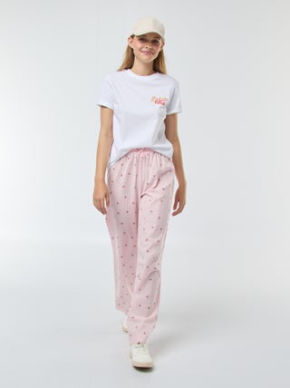 Pantalon léger rayé imprimé 'cerises'