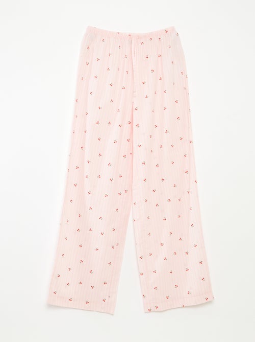 Pantalon léger rayé imprimé 'cerises' - Kiabi