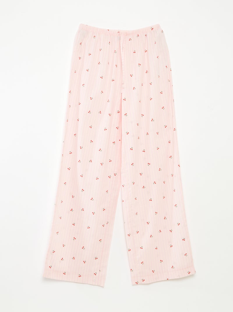 Pantalon léger rayé imprimé 'cerises' Rose - Kiabi