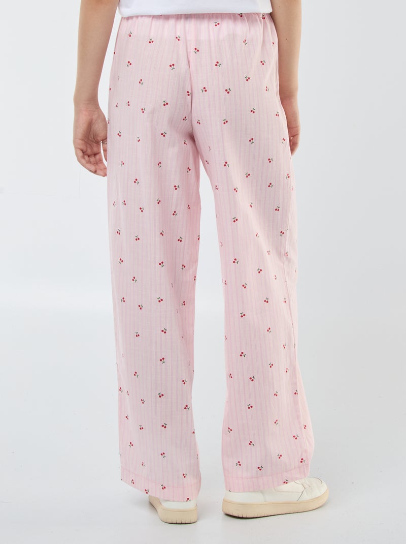 Pantalon léger rayé imprimé 'cerises' Rose - Kiabi