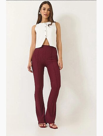 Pantalon legging côtelé évasé taille haute lucci