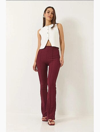 Pantalon legging côtelé évasé taille haute lucci