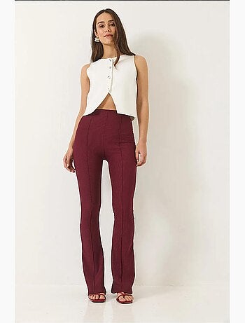 Pantalon legging côtelé évasé taille haute lucci