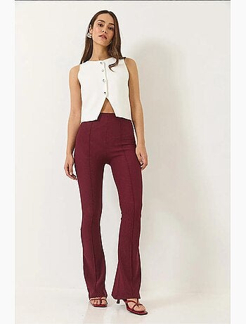 Pantalon legging côtelé évasé taille haute lucci