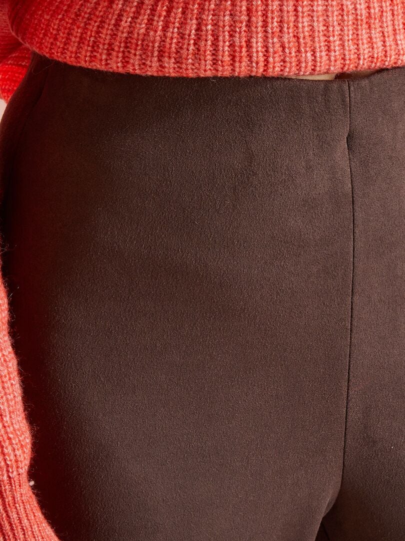 Pantalon legging suédine marron clair femme
