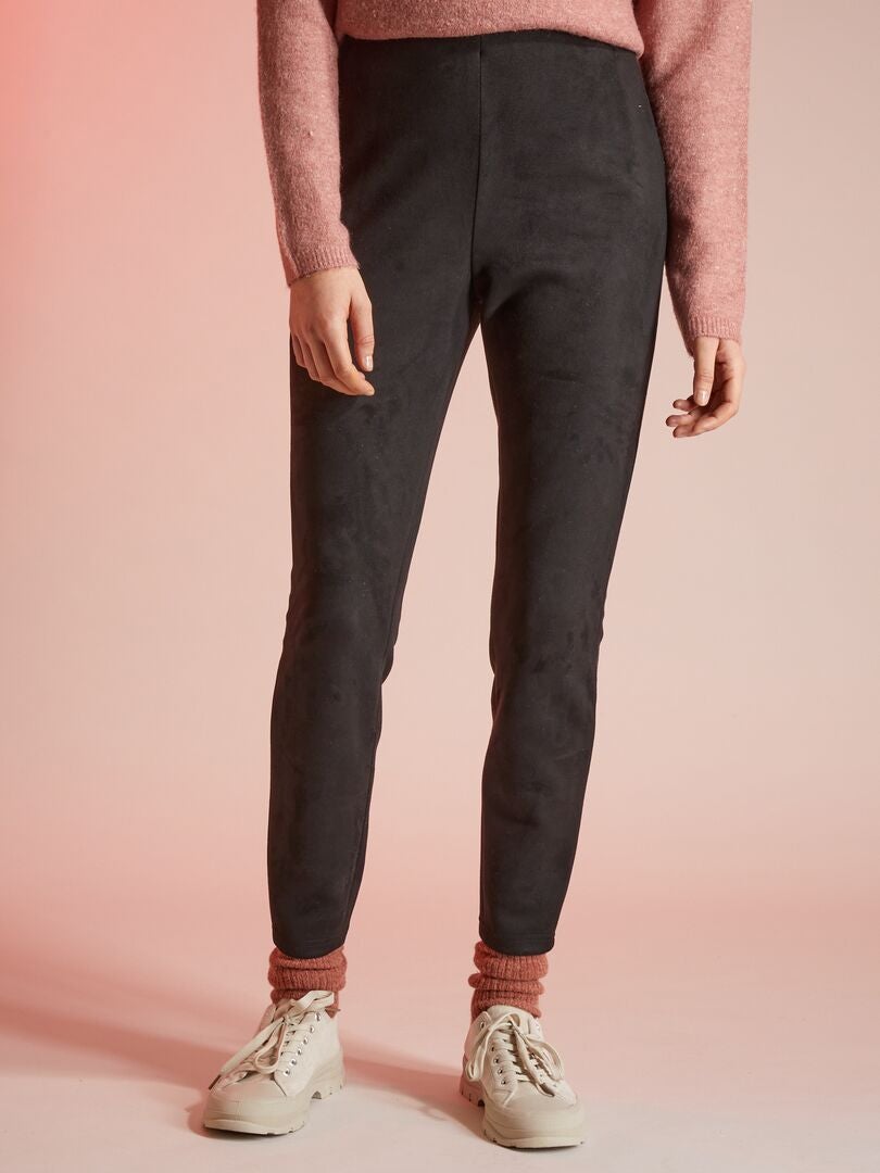 Pantalon legging en suedine noir - Kiabi