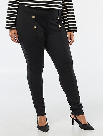 Pantalon legging uni taille haute avec boutons dorés