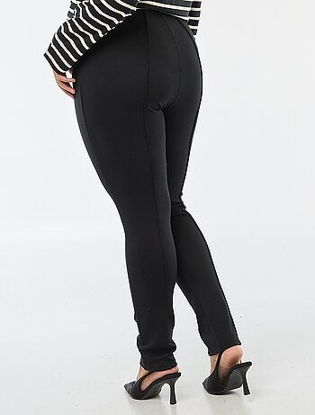 Pantalon legging uni taille haute avec boutons dorés