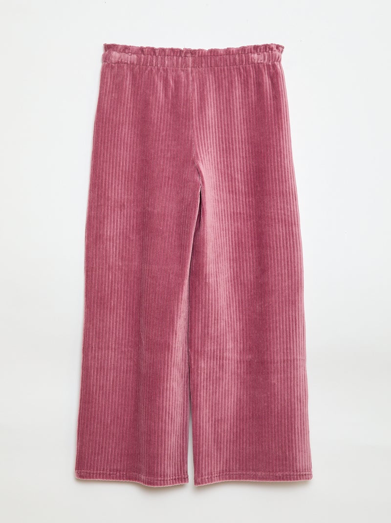 Pantalon legging wide leg en velours côtelé Rose - Kiabi