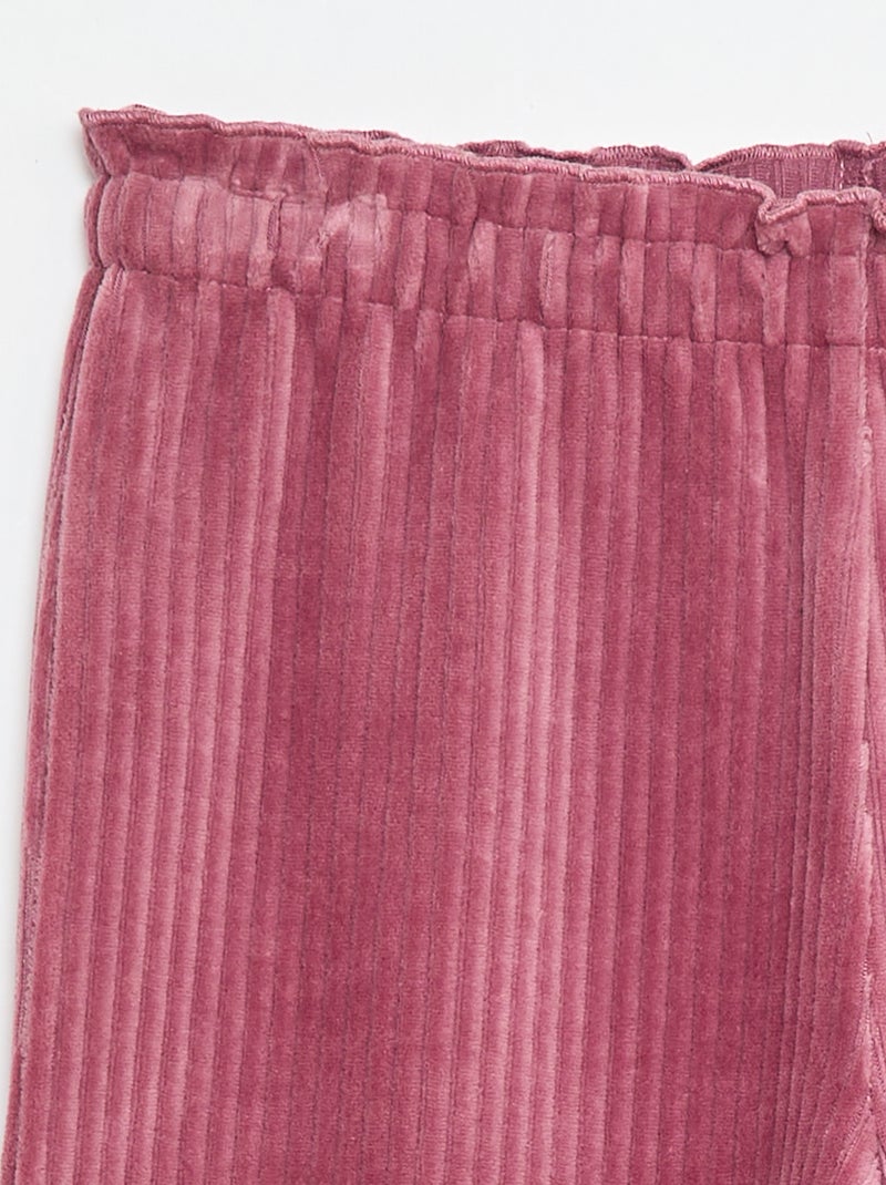 Pantalon legging wide leg en velours côtelé Rose - Kiabi